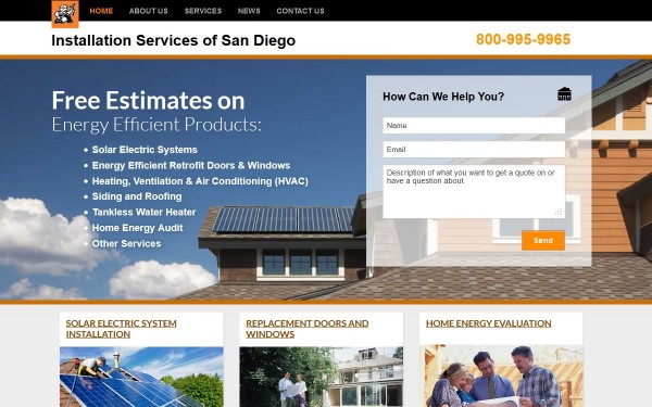 Installation Services of San Diego website launch screenshot 080113