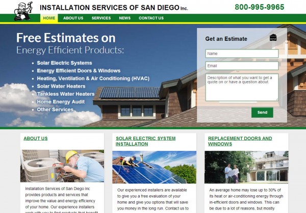 Installation Services of San Diego website screenshot