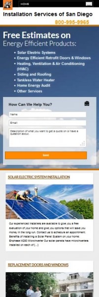 Installation Services of San Diego website launch screenshot Respnosive Design080113