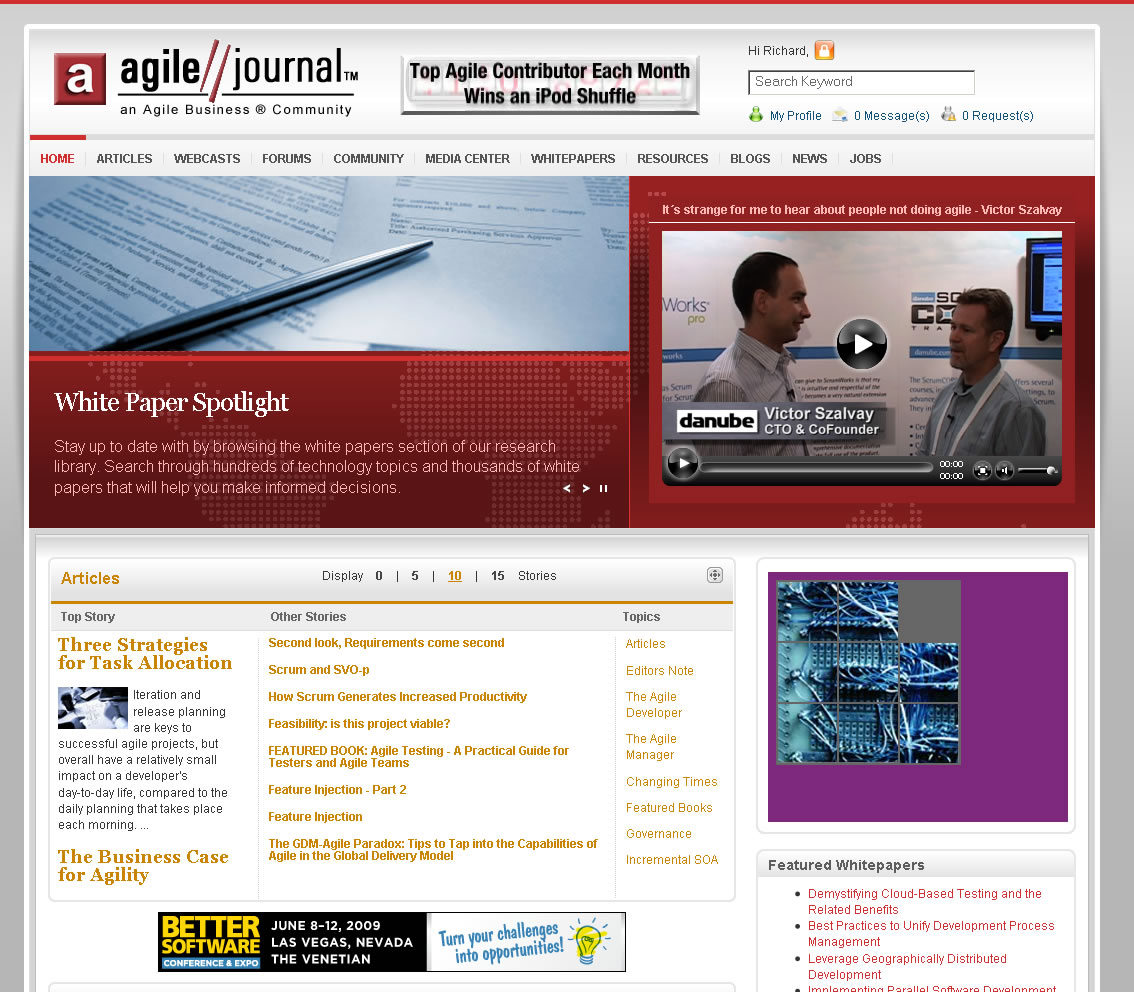 Agile Journal Website Screenshot
