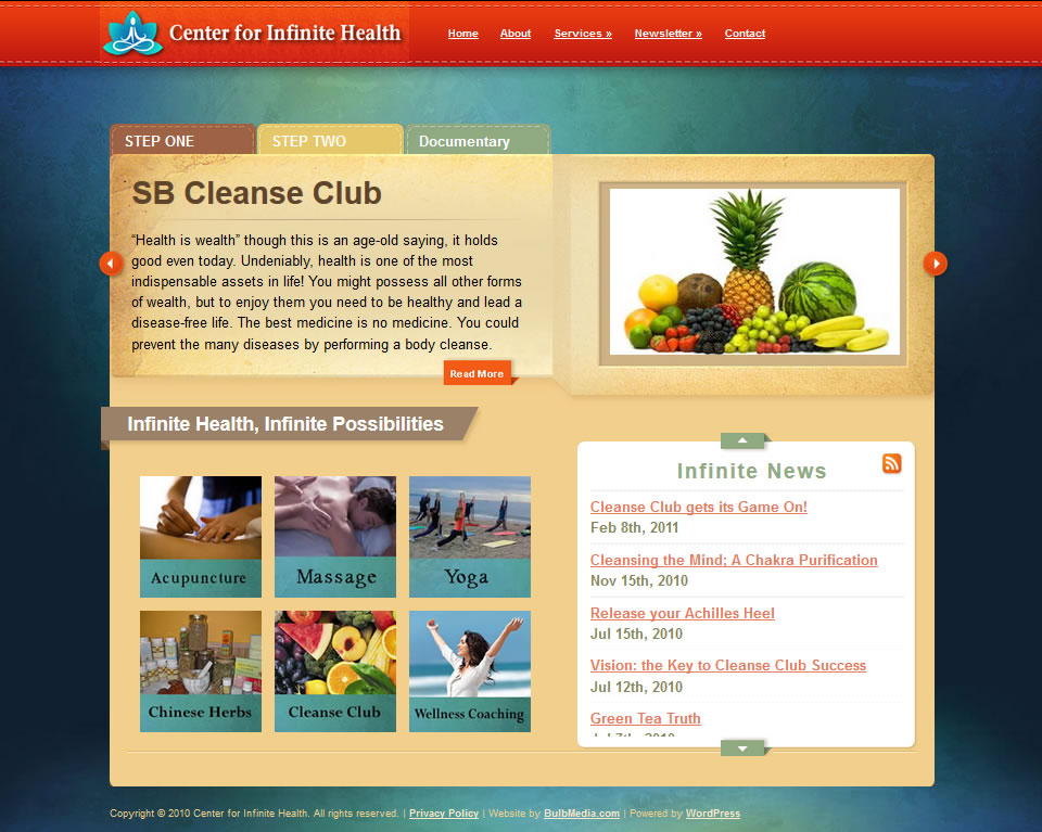 Center for Infinite Health Website Screenshot