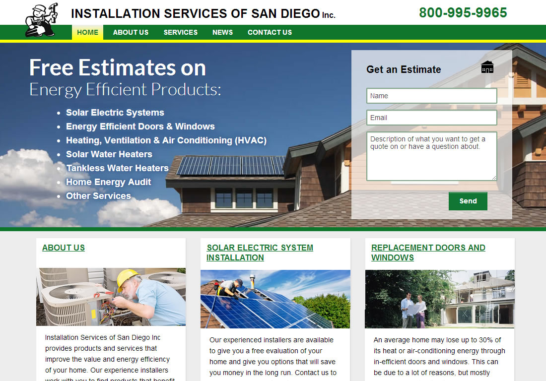 Installation Services of San Diego Website Screenshot