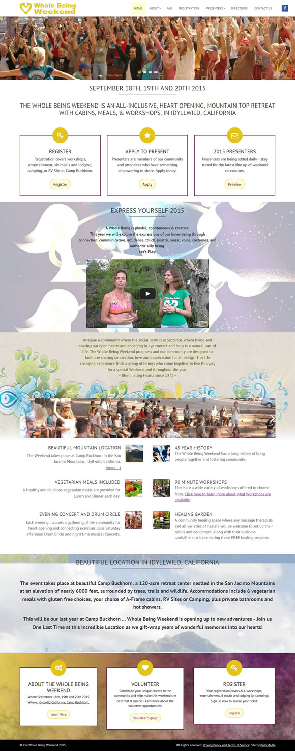 Whole Being Weekend 2015 Website Homepage Screenshot