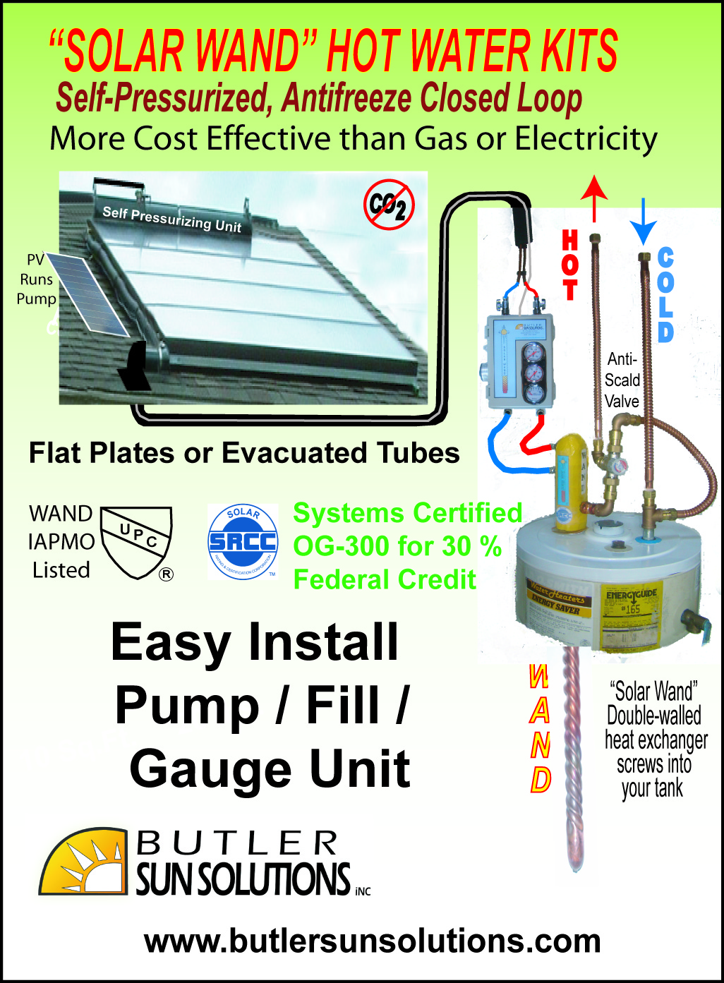 solar wand hot water heater retrofit kit